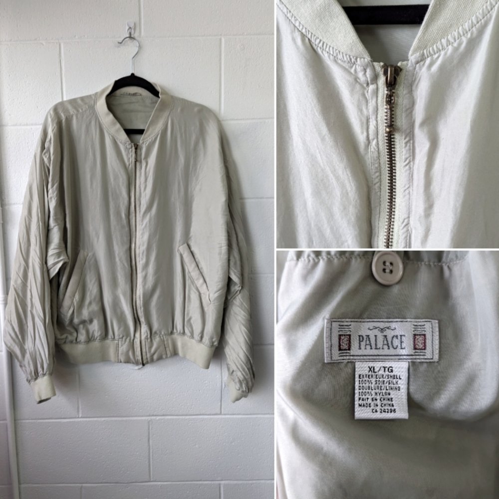 Vintage Silk Bomber Jacket - Size XL